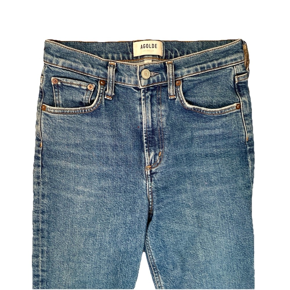 AGOLDE "Merrel" Size 25 Mid Rise Slim Straight Jeans Medium Wash Blue - Picture 3 of 9